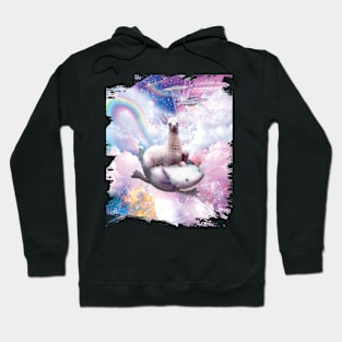 Space Llama Riding Axolotl - Rainbow Hoodie